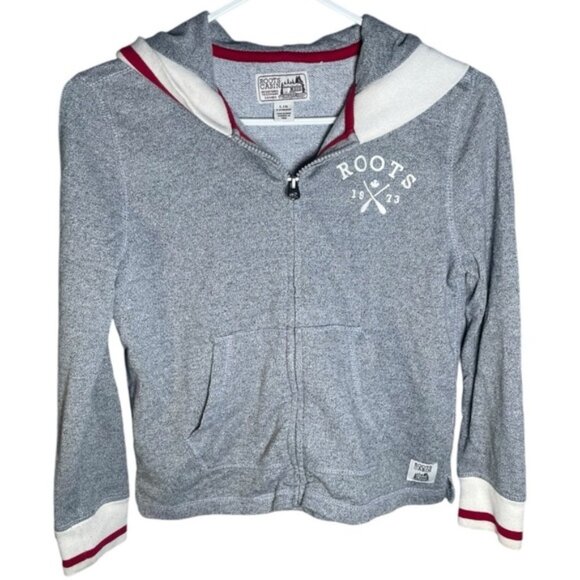 Roots Other - Roots Large Kids Girls 9 10 Yrs Zip Up Sweater Tops Sweatshirt 9 10 Grey Boxy Lg